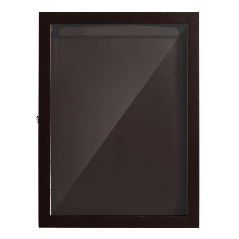 HOMCOM 24" x 32" Jersey Display Case, Memorabilia Acrylic Shadow Box with and Hanger, Cherry Brown