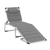 Outsunny Padded Patio Sun Lounge Chair, Foldable Reclining Chaise Lounge with 5 Position Adjustable Backrest & Comfortable Pillow for Outdoor Garden Porch, White