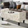 HOMCOM Linen-Touch Upholstered Fabric Ottoman Bench for Bedroom, Entryway, Living Room, Beige with Seashells