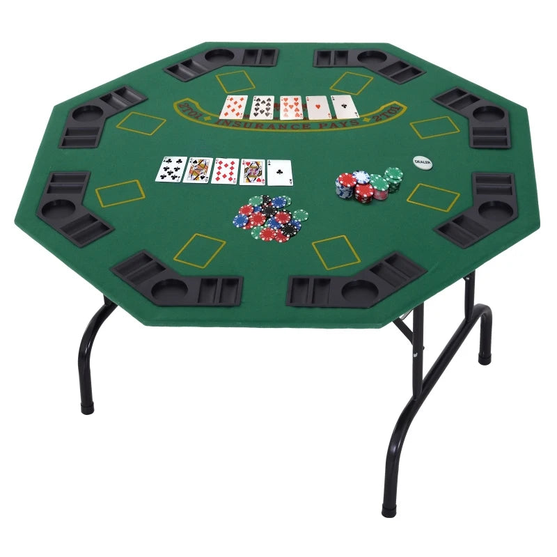 Soozier 48" 8 Person Octagonal Foldable Poker Table with Cup Holders