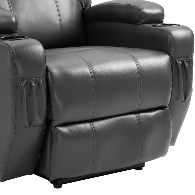 HOMCOM Electric Power Massage Recliner Chair Waist Heating with 8-Point Vibration - Dark Grey