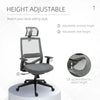 Vinsetto High-Back Mesh Home Office Chair with Coat Hanger, Computer Task Chair with Adjustable Height, Arms, Headrest and Lumbar Support, 360° Wheels and Seat, Reclining Function, Grey