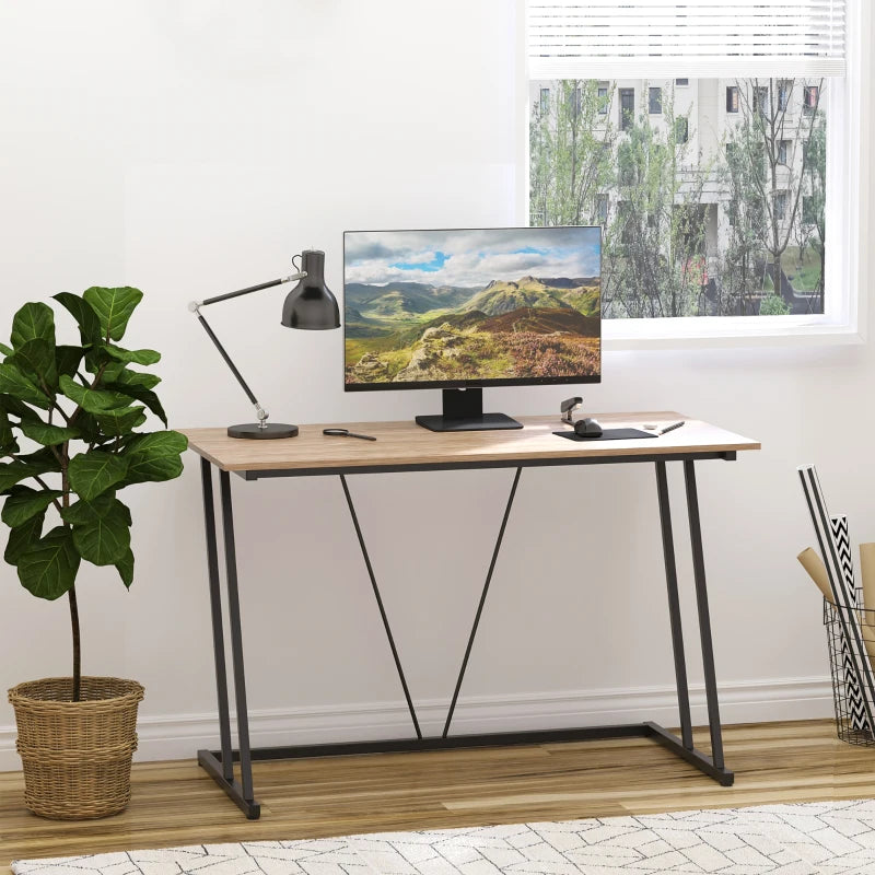 HOMCOM Home Office Computer Desk, Writing Desk, Laptop Table with Z-Shaped Metal Frame, V-Shaped Support Bar, and MDF Tabletop, Black