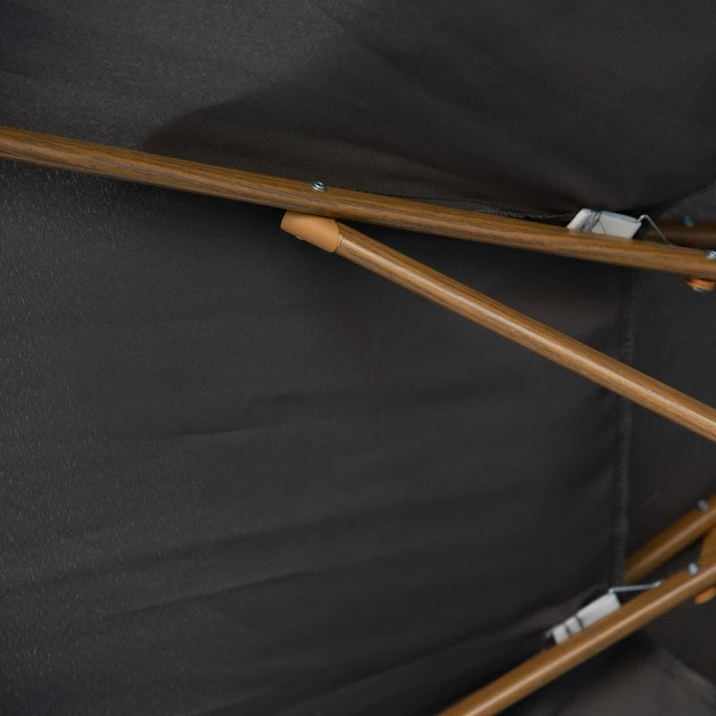 Outsunny 9' Patio Umbrella with Push Button Tilt and Crank, Double Top Ruffled Outdoor Market Table Umbrella with 8 Ribs, for Garden, Deck, Pool, Dark Grey