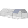 PawHut Metal Chicken Coop Run with Cover, Walk-In Outdoor Pen, Fence Cage Hen House for Yard, 18.7' x 9.2' x 6.4'