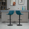 HOMCOM Adjustable Bar Stools, Swivel Bar Height Chairs Barstools Padded with Back for Kitchen, Counter, and Home Bar, Set of 2, Blue