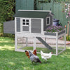 PawHut 63" Wooden Chicken Coop Hen House Poultry Cage for Outdoor Backyard with Raised Garden Bed, Run Area, Nesting Box and Removable Tray, Grey