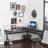 HOMCOM 61" L-Shaped Corner Office Workstation Computer Desk with Steel Frame- Black