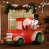 Outsunny 5ft Inflatable Santa Claus Driving a Car with Snowman, Blow-Up Outdoor LED Holiday Yard Display