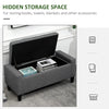 HOMCOM Linen Storage Ottoman Bench Lift Top Tufted Rectangle Ottoman for Living Room, Entryway, or Bedroom, Grey