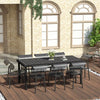 Outsunny Patio Dining Table for 6, Rectangular Aluminum Outdoor Table for Garden Lawn Backyard, Black