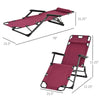 Outsunny Tanning Chair, 2-in-1 Beach Lounge Chair & Camping Chair w/ Pillow & Pocket