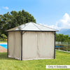 Outsunny 10' x 12' Universal Gazebo Sidewall Set with 4 Panels, Hooks/C-Rings Included for Pergolas & Cabanas, Beige