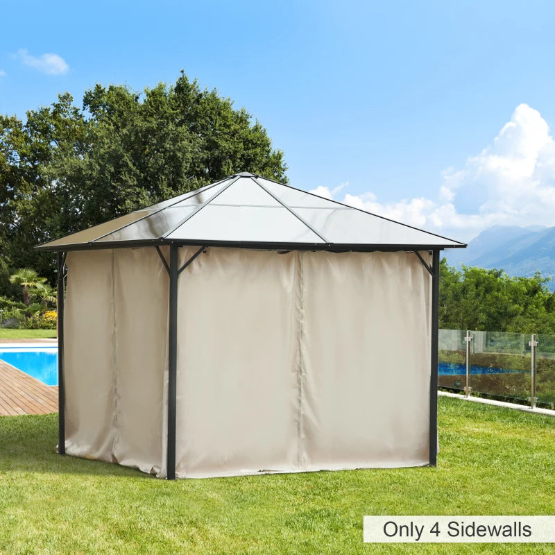 Outsunny 10' x 13' Universal Gazebo Sidewall Set with 4 Panel 48 Hook/C-Ring Included for Pergolas & Cabanas Light Gray