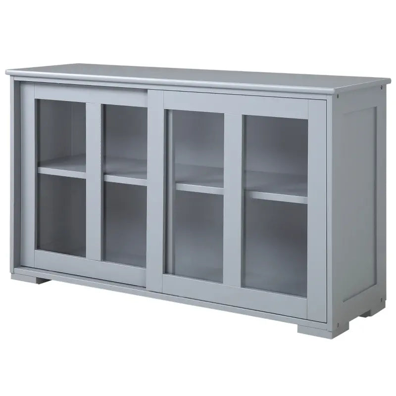 HOMCOM Sideboard Buffet Cabinet, Stackable Credenza, Coffee Bar Cabinet with Sliding Glass Door and Adjustable Shelf, Gray