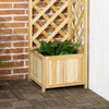 Outsunny 28" x 11" x 46" Raised Garden Bed, Wooden Planter Box w/ Trellis, Brown