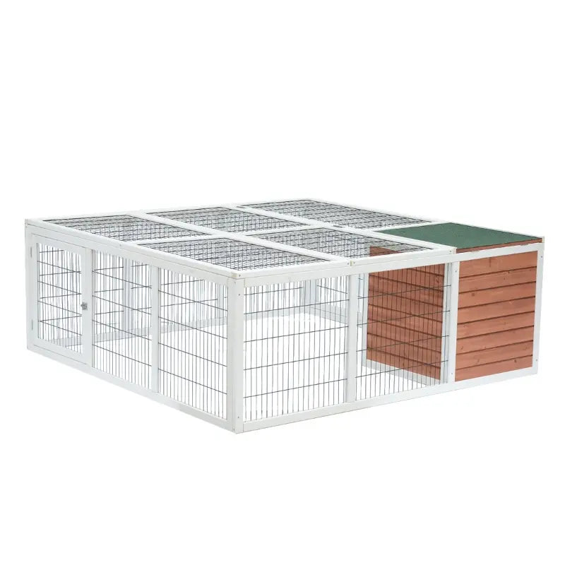 PawHut 64" Wooden Outdoor Rabbit Hutch Playpen with Run and Enclosed Cover