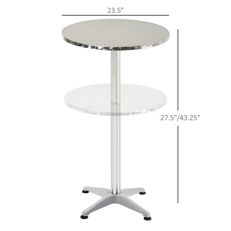 HOMCOM 23.5 Inch Round Bar Table 43" H Adjustable Stainless Steel Top Aluminum Frame Home Pub Bistro