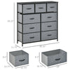 HOMCOM 9 Drawer Storage Chest Dresser, Storage Organizer Unit w/ Foldable Fabric Bins, Black / Grey