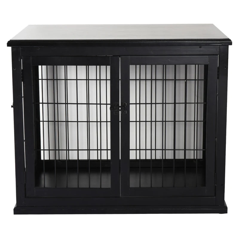 PawHut Heavy Duty Dog Crate Cage Pet Kennel w/ Removable Tray Wheels & Lockable Door for Medium Dogs Indoor & Outdoor, 36.5" L x 24.5" W x 30.25" H