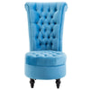 HOMCOM Retro High Back Armless Royal Accent Chair Fabric Upholstered Tufted Seat for Living Room, Dining Room and Bedroom, Blue