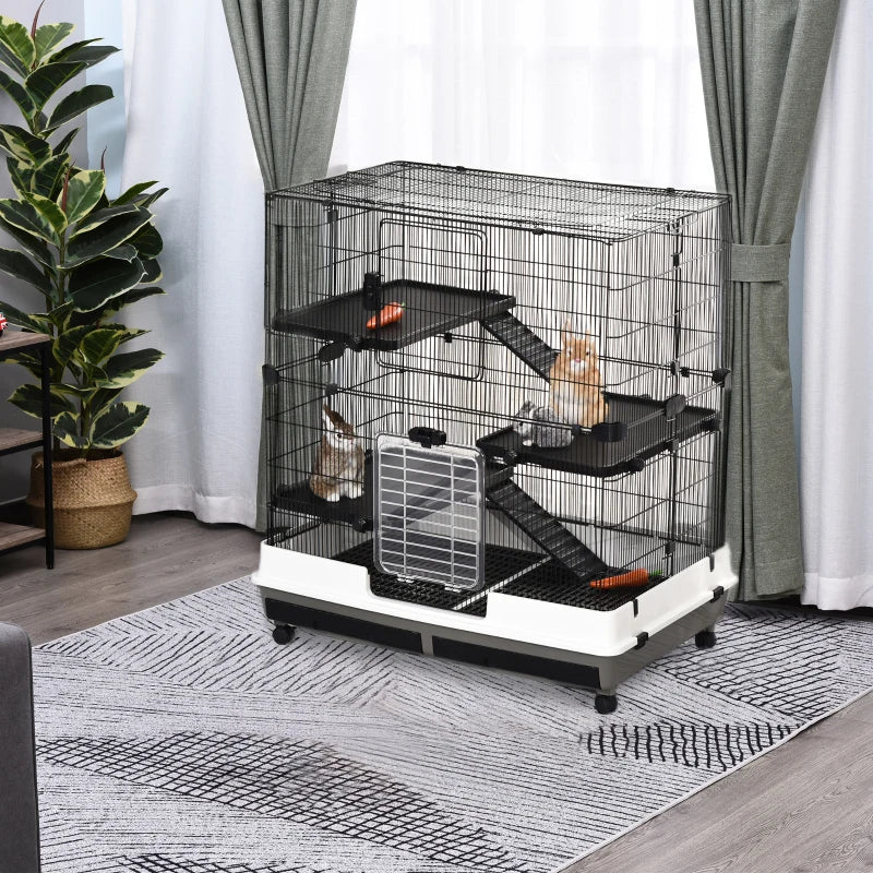 PawHut 6-tier Platform Rolling Small Animal Rabbit Cage for Hamsters, Chinchillas & Gerbils with a Large Living Space