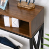 HOMCOM Industrial Style Entryway Console Table Desk with Shelf for Living Room, or Bedroom, Walnut Wood Grain and Black