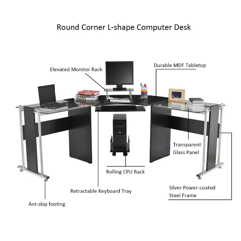 HOMCOM 69" L-Shaped Computer Desk Modern PC Stand Corner Workstation Office