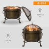 Outsunny Outdoor Round Fire Pit with Protective Mesh Screen for your Backyard and Patio