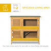 PawHut Solid Wood Rabbit Hutch with 2 Large Main Rooms and Firm Cage - Yellow