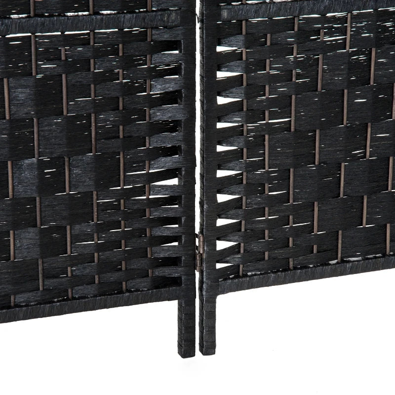 HOMCOM 6' Tall Wicker Weave 6 Panel Room Divider Wall Divider, Black