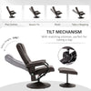 HOMCOM Massaging Faux Leather Recliner Chair and Ottoman Set, Swivel Vibration Massage Lounge Chair with Remote Control for Living Room, Bedroom, or Office, Brown