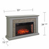 Ledgestone Electric Fireplace with Stacked Stone – White / Gray