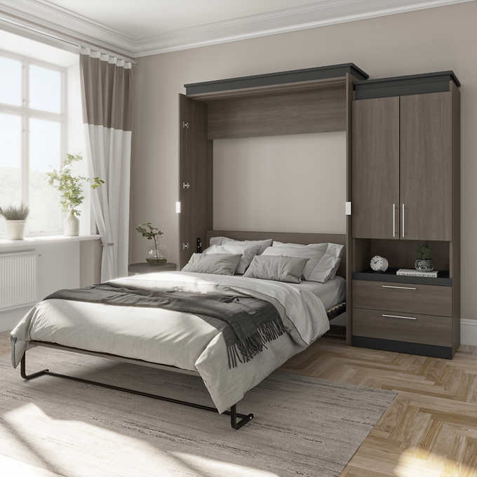 Orion Queen Wall Bed with Storage Cabinet and Nightstand