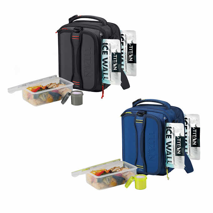 Titan Arctic Zone Fridge Cold, Crush Resistant Lunch Pack with 2 Ice Walls, 2-pack