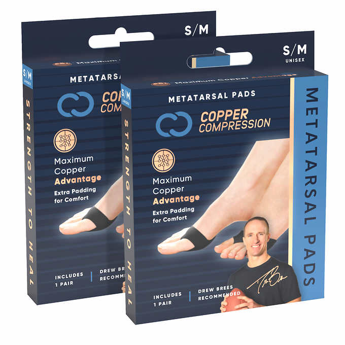 Copper Compression Metatarsal Pads, 2 Pairs