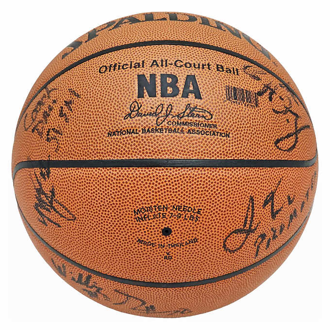 2002-03 St. Vincent-St. Mary Fighting Irish Team Autographed Basketball With 8 Signatures Including LeBron "King" James - PSA/DNA Authenticated