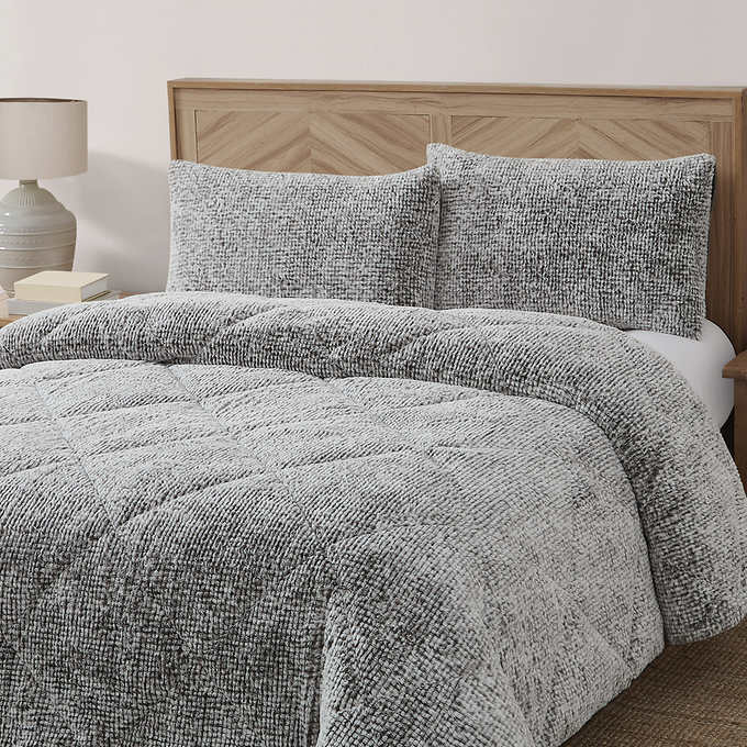 FRYE Faux Fur Textured Luxe Jacquard 3 Piece Comforter Set