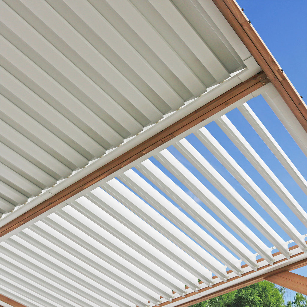 Yardistry Wood Room with Aluminum Louvered Roof