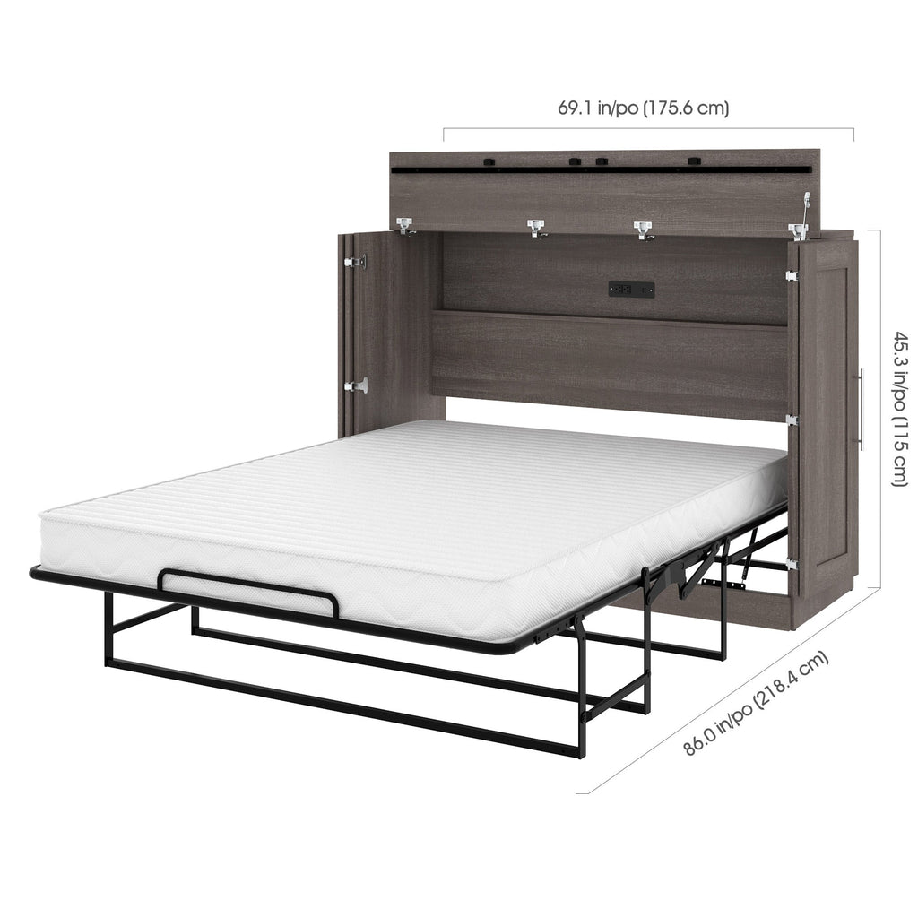 Illusion Full Cabinet Bed With Mattress, Gray