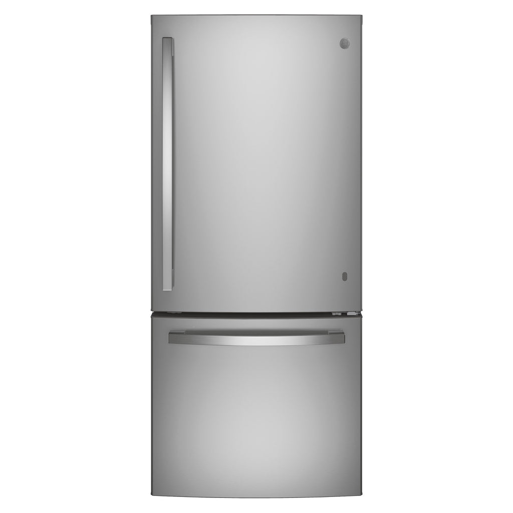 GE 21.0 cu. ft. Bottom-Freezer Refrigerator with LED Lighting and Adjustable Shelves