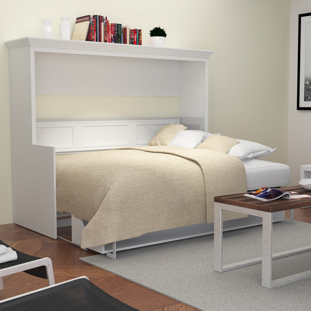 Melbourne Full Wall Bed with Desk Combo in White