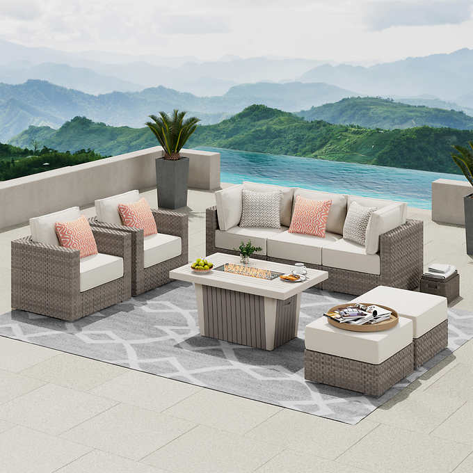 Sirio Highland 8-piece Seating Set with Fire Table