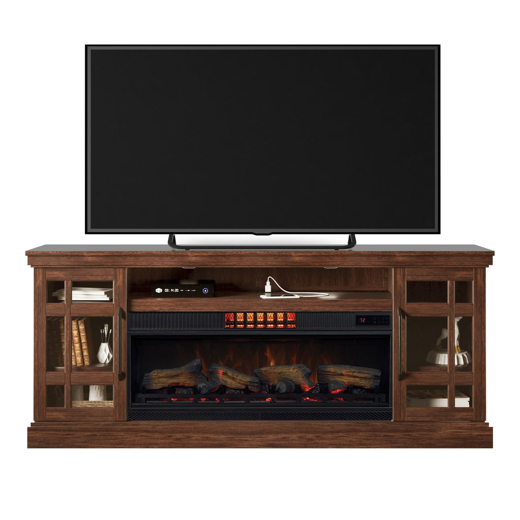 Tresanti Bennson TV Console with ClassicFlame CoolGlow 2-in-1 Electric Fireplace and Fan