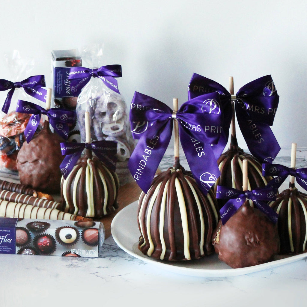 Mrs. Prindables 6 Gourmet Caramel Apples and Confections Gift Basket Image