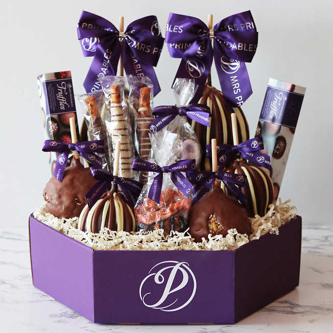 Mrs. Prindables 6 Gourmet Caramel Apples and Confections Gift Basket