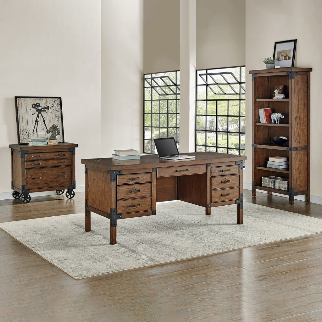 Aberdeen 3-piece Desk, Open Bookcase and File Image