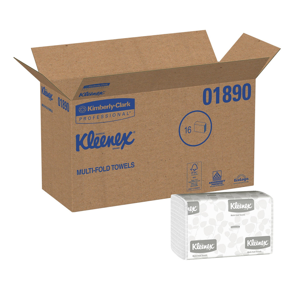Kleenex Multifold Paper Towels 1-ply, White, 1 Case, 2400-count, 16-pack Image