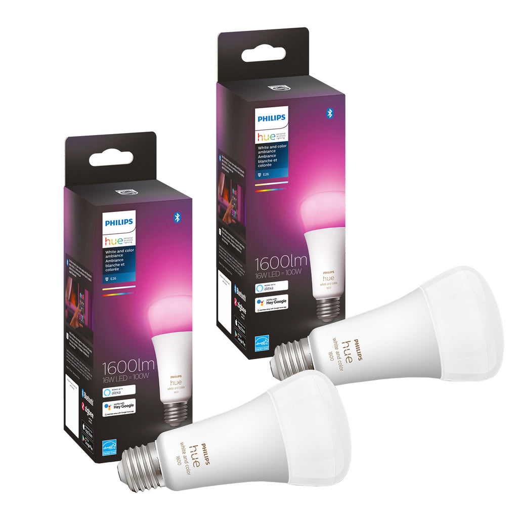 Philips Hue 100W White and Color Ambiance A21 LED Bulbs 2-pack Image