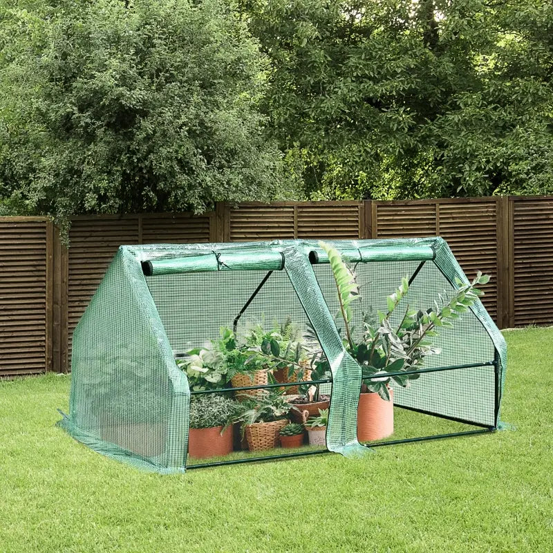 Outsunny 9' L x 3' W x 3' H Portable Tunnel Greenhouse Outdoor Garden Mini Hot House with Zipper Doors & Water/UV Cover